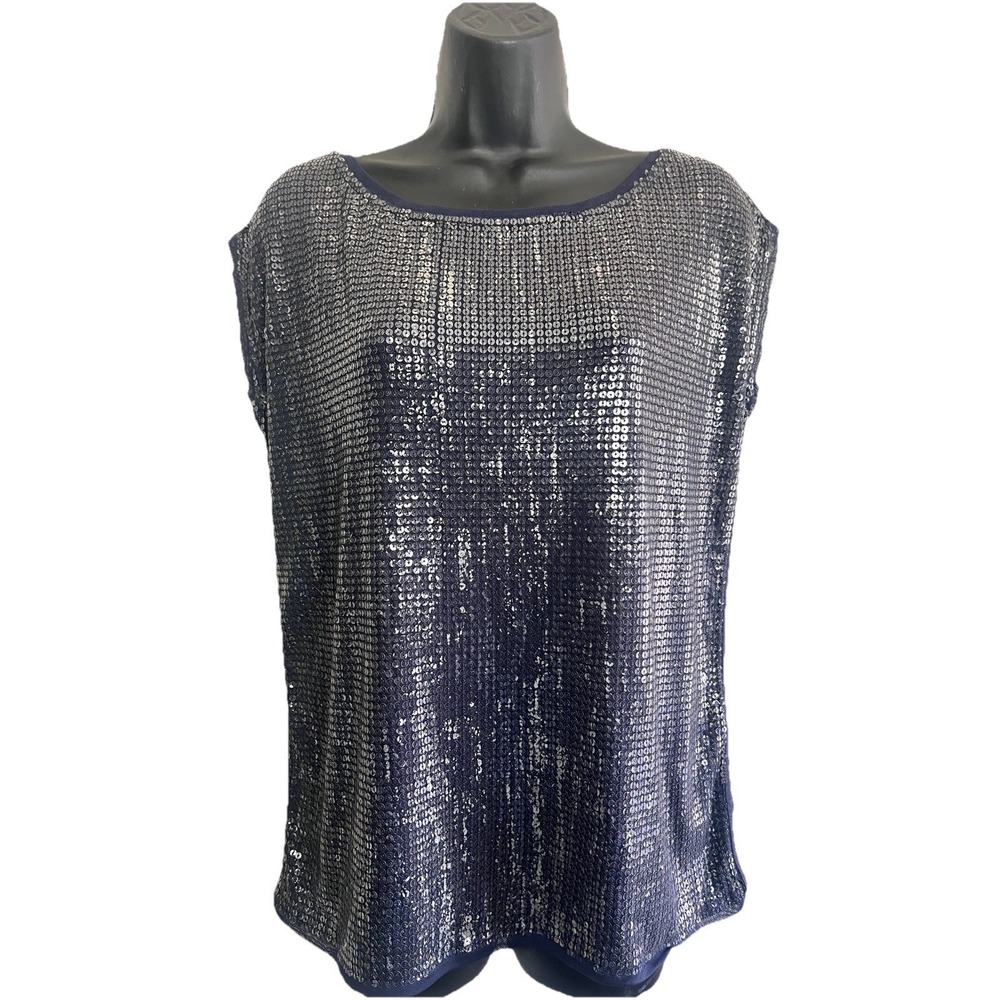 Loft Top Medium Sleeveless Sequin Shirt Cocktail Partyโ Club Wear Women Clothing